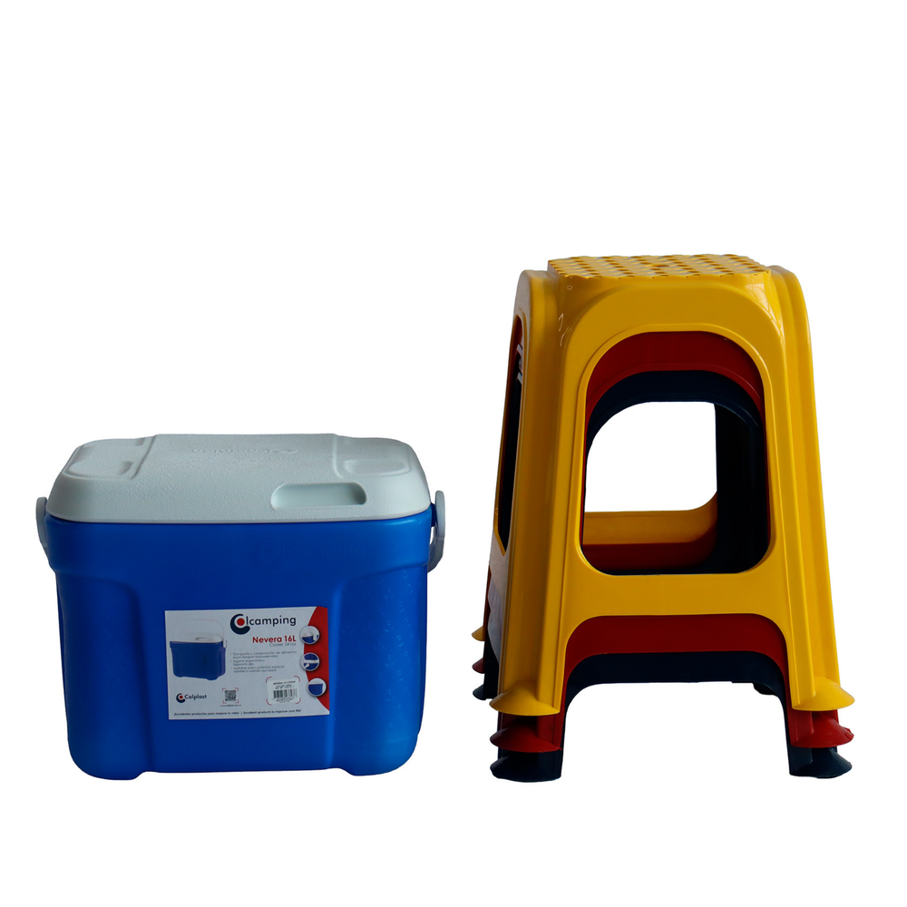 Combo Mundialista Tribuna: Nevera 16 Lt, Butaco Splendor Set X3