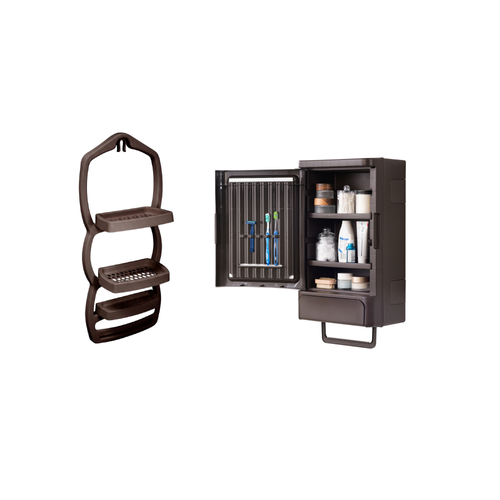 Combo Baño 1 Gabinete para Baño Coralino, 1 Organizador de Ducha